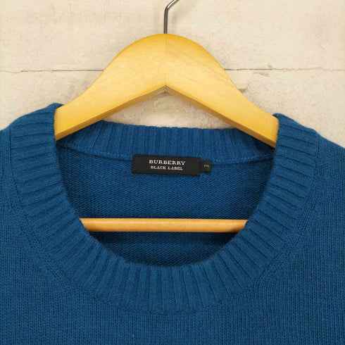 バーバリーブラックレーベル BURBERRY BLACK LABEL ノルディック ダイヤ ロゴ メタルプレート クルーネック ニット セーター メンズ JPN:2