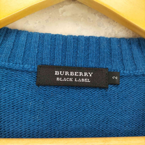バーバリーブラックレーベル BURBERRY BLACK LABEL ノルディック ダイヤ ロゴ メタルプレート クルーネック ニット セーター メンズ JPN:2