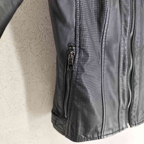 trendzone トレンドゾーン real leather リアルレザー 本革 シングル ライダース ジャケット レディース 34
