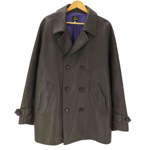 ニードルズ Needles 23AW Double Breasted Car Coat Cow Leather ダブル ブレステッド カー コート カウ レザー 牛革 メンズ JPN:M