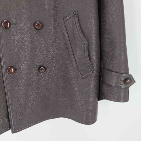 ニードルズ Needles 23AW Double Breasted Car Coat Cow Leather ダブル ブレステッド カー コート カウ レザー 牛革 メンズ JPN:M