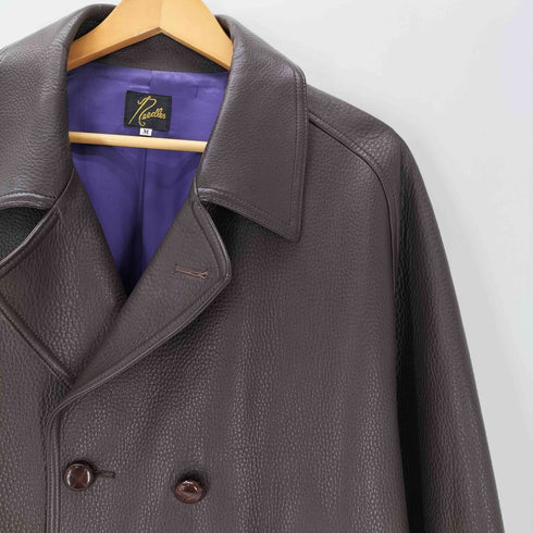 ニードルズ Needles 23AW Double Breasted Car Coat Cow Leather ダブル ブレステッド カー コート カウ レザー 牛革 メンズ JPN:M