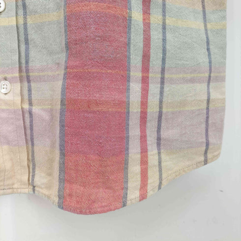 ラルフローレン RALPH LAUREN 80-90S 大文字タグ ポニー刺繍 リネン コットン S/S ボタンダウン シャツ レディース 9