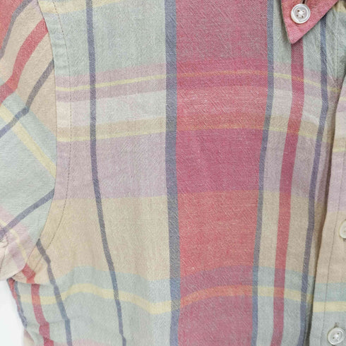 ラルフローレン RALPH LAUREN 80-90S 大文字タグ ポニー刺繍 リネン コットン S/S ボタンダウン シャツ レディース 9