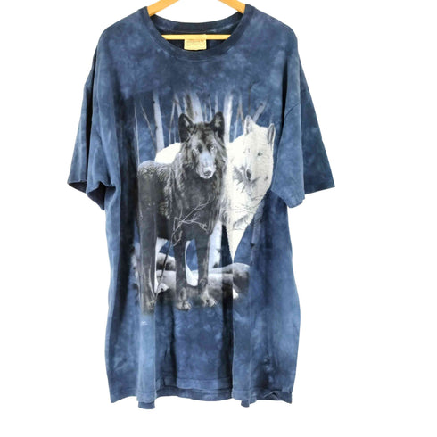 ザマウンテン the mountain タイダイ 総柄 ウルフ 狼 プリント S/S Tシャツ メンズ import:XXL