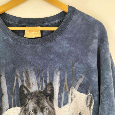 ザマウンテン the mountain タイダイ 総柄 ウルフ 狼 プリント S/S Tシャツ メンズ import:XXL
