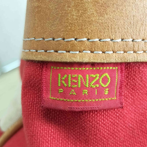 ケンゾーパリス KENZO PARIS レザーハンドル 刺繍ハンドバッグ レディース