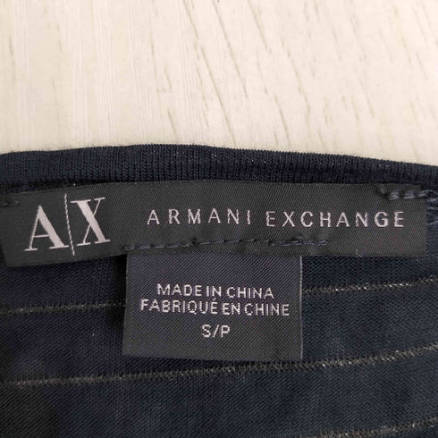 アルマーニエクスチェンジ ARMANI EXCHANGE ラメ糸 ボーダー ビーズスタッズエポレット ドレープ ノースリーブ レディース import:S