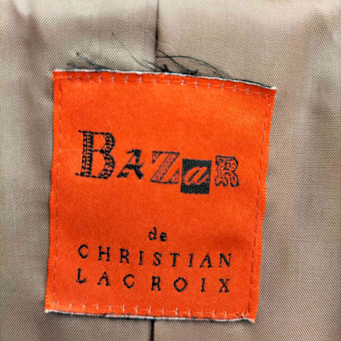 BAZaR de CHRISTIAN LACROIX 袖刺繍 ヘリンボーン ネップ チェスターコート レディース