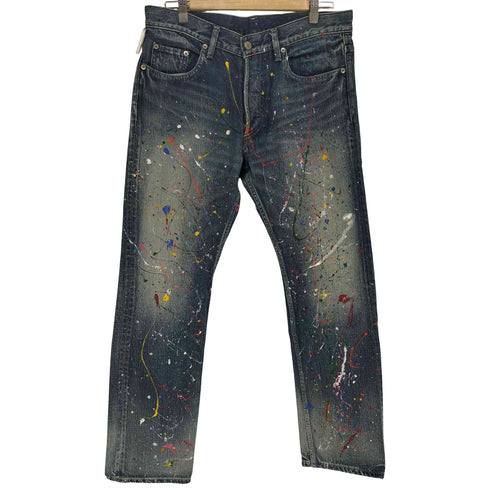 ビューティーアンドユースユナイテッドアローズ BEAUTY & YOUTH UNITED ARROWS SLIM FIT ペイント ペンキ 加工 ボタンフライ スリム デニム パンツ メンズ 32