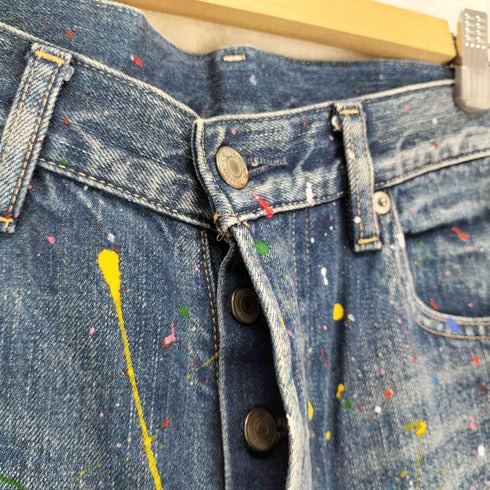 ビューティーアンドユースユナイテッドアローズ BEAUTY & YOUTH UNITED ARROWS SLIM FIT ペイント ペンキ 加工 ボタンフライ スリム デニム パンツ メンズ 32