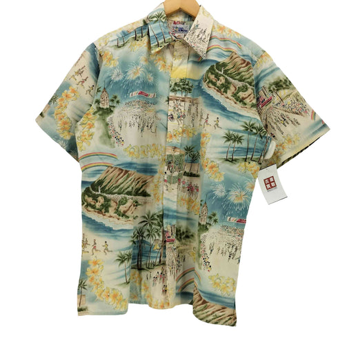 レインスプーナー Reyn Spooner 90S 水着タグ 総柄 プリント アロハ シャツ メンズ import:M