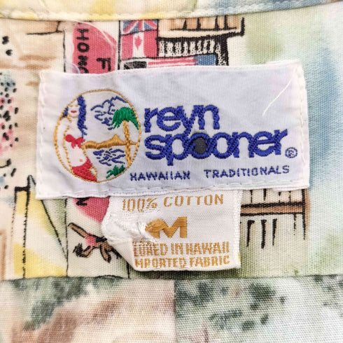 レインスプーナー Reyn Spooner 90S 水着タグ 総柄 プリント アロハ シャツ メンズ import:M