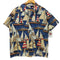 PUNAHOU APPAREL ヨット柄 ココナッツボタン オープンカラー アロハ シャツ メンズ