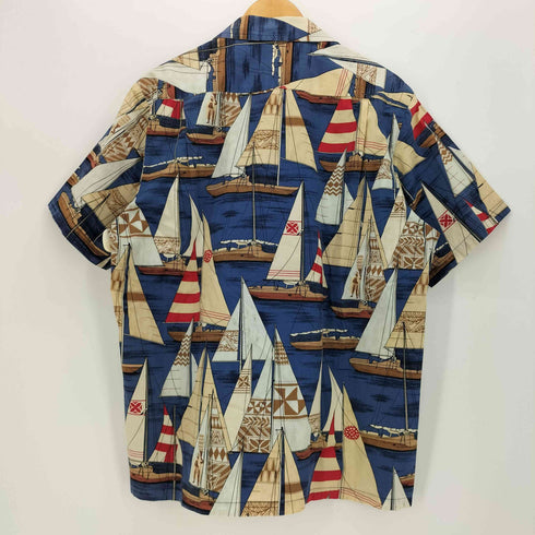 PUNAHOU APPAREL ヨット柄 ココナッツボタン オープンカラー アロハ シャツ メンズ