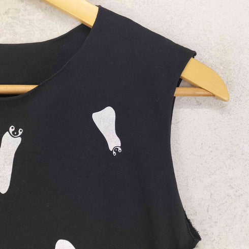 MADE IN FRANCE フランス製 ペンギン ビジュー 切りっぱなし タンクトップ レディース