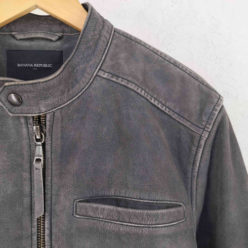 バナナリパブリック BANANA REPUBLIC COW LEATHER 牛革 フェード加工 シングル ライダースジャケット メンズ L
