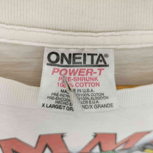 オニータ ONEITA 90S USA製 袖裾シングル DOMINO COLLEGE TOUR 1995 アーティスト ツアー アニマル 両面プリント クルーネック Tシャツ メンズ import:XL