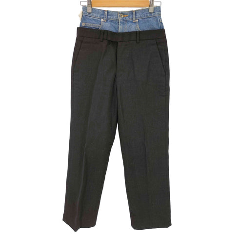 アンスクリア INSCRIRE 22AW Chalk Stripe Layered Pants チョークストライプ レイヤード パンツ レディース 36
