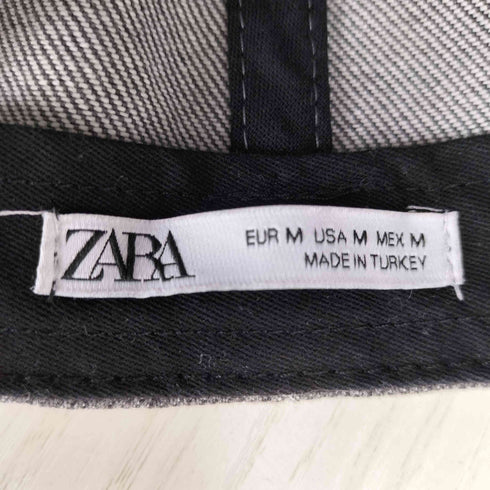 ザラ ZARA ダメージ加工 クラッシュデザイン 刺繍 6パネル デニム キャップ メンズ M