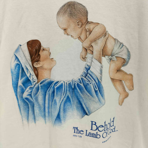 90S ONEITA POWER 50 PULS ボディ Behold the Lamb of God T-shirt キリスト アート Tシャツ コピーライト1994 シングルステッチ メンズ import:L
