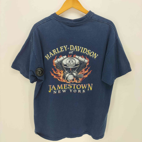 ハーレーダビッドソン HARLEY-DAVIDSON 00S HANEボディ NIGTH RIDER 両面 プリント クルーネック S/S Tシャツ コピーライト 2000 メンズ import:L