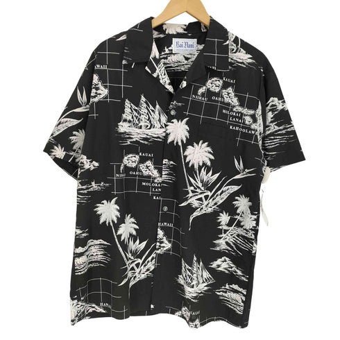 80S USA製 地図柄 ボックスシルエット S/S アロハ シャツ メンズ