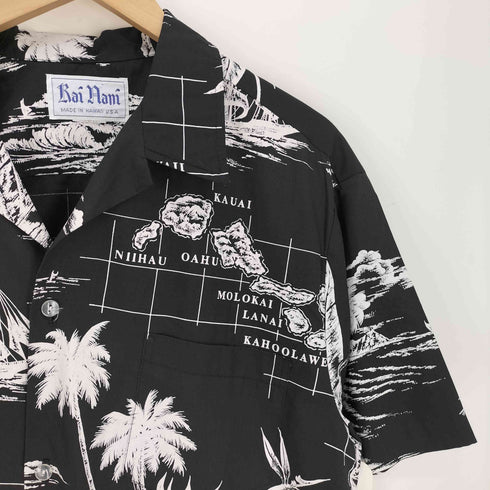 80S USA製 地図柄 ボックスシルエット S/S アロハ シャツ メンズ