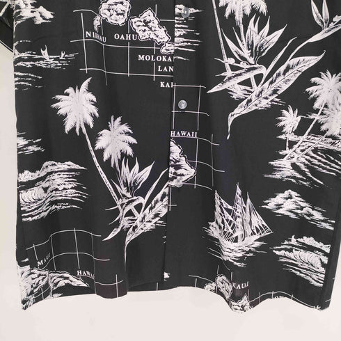 80S USA製 地図柄 ボックスシルエット S/S アロハ シャツ メンズ