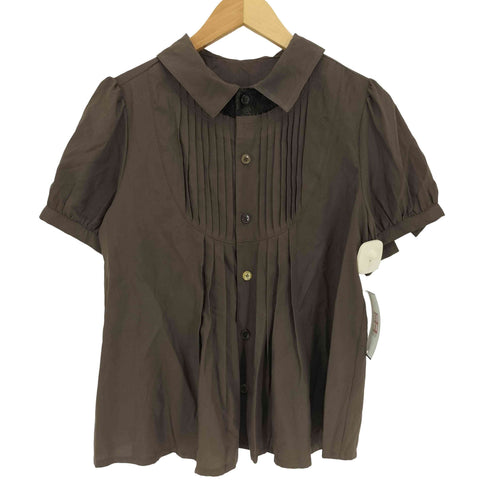 スナオクワハラ sunaokuwahara プリーツ レース切替 S/S シャツ レディース JPN:M