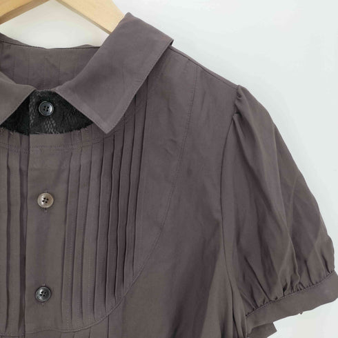 スナオクワハラ sunaokuwahara プリーツ レース切替 S/S シャツ レディース JPN:M