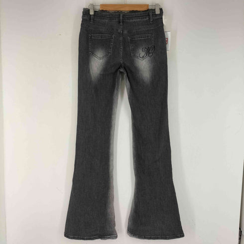 MESS STUDIO レースレイヤードデザイン ユーズド加工 ブーツカット フレアデニムパンツ レディース JPN:L