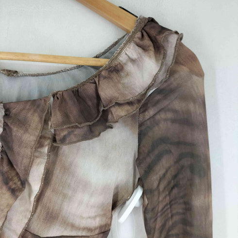 OoHNEED シースルー フリルデザイン ブラウス レディース import:L