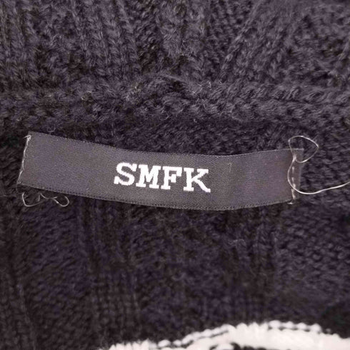 SMFK バイカラー クロップド ケーブルニット パーカー レディース