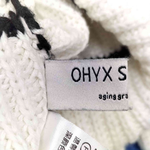 OHYX STUDIO ボーダー Vネック オーバーサイズ ニットセーター メンズ