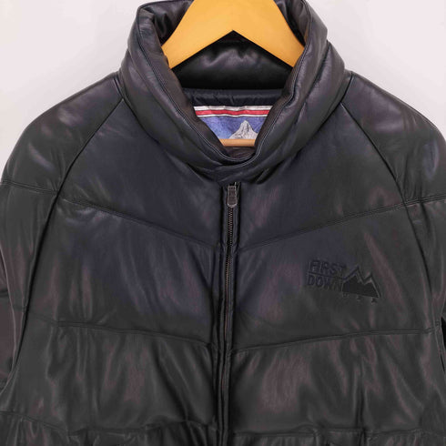 ファーストダウン FIRST DOWN 別注 PU LEATHER V DOWN JACKET SMU PUレザー Vダウン ジャケット メンズ import:L