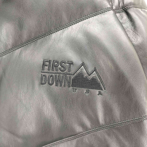 ファーストダウン FIRST DOWN 別注 PU LEATHER V DOWN JACKET SMU PUレザー Vダウン ジャケット メンズ import:L