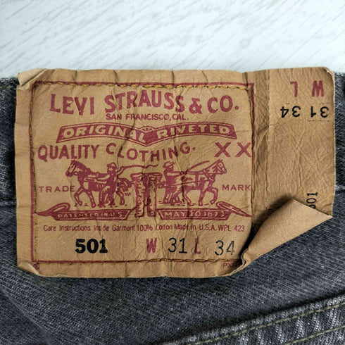 リーバイス Levis 90S 93年製 ボタン裏 552 先染め 501 ブラックデニムパンツ メンズ 31/34