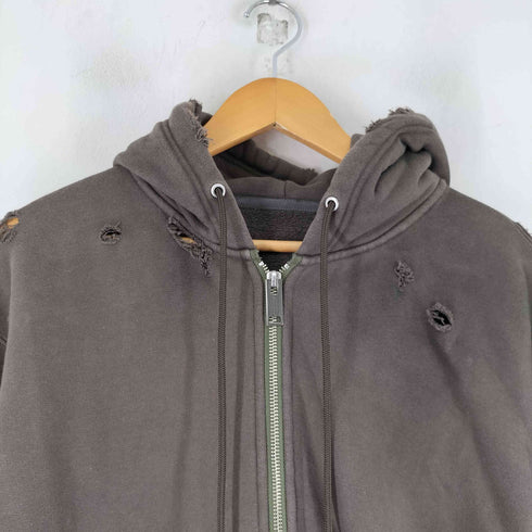 ファイダーズキーパーズ FINDERS KEEPERS FK-NAME TAG ZIP UP HOODIE ダメージ加工 ジップアップパーカー メンズ JPN:L
