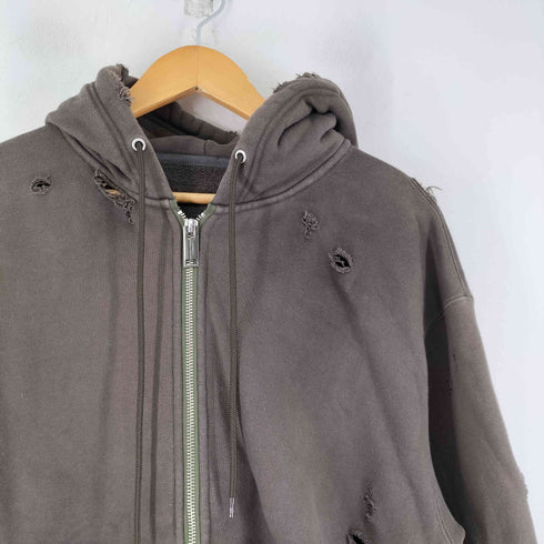 ファイダーズキーパーズ FINDERS KEEPERS FK-NAME TAG ZIP UP HOODIE ダメージ加工 ジップアップパーカー メンズ JPN:L