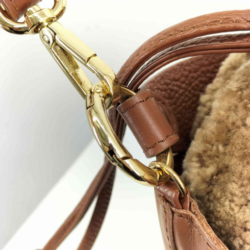 アナイ ANAYI 2WAY エコファー レザー 巾着 ショルダーバッグ レディース