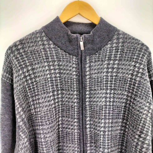 ニーマンマーカス Neiman Marcus 千鳥格子柄 ニットジップアップジャケット メンズ