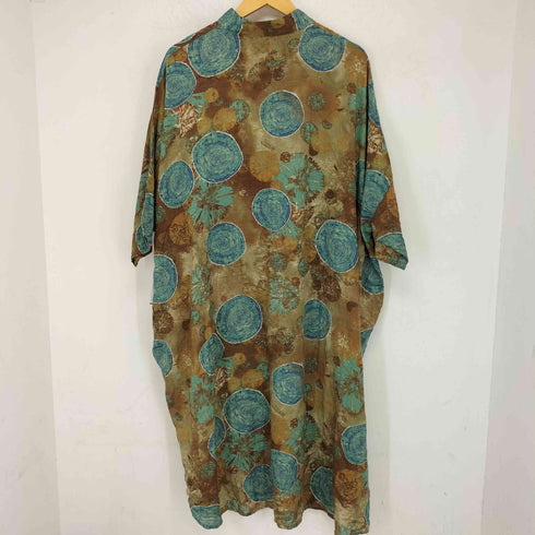 コイビトミサキ koibito misaki 綿100%バンドカラーオリエンタル柄ワイドロングワンピース レディース M-L