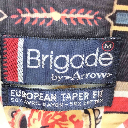 EUROPEAN TAPER FIT 総柄 レーヨンコットン長袖シャツ メンズ M