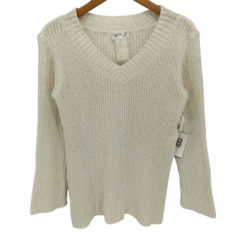 アニエスベー agnes b. 80-90S フランス製 ノットヤーン Vネック コットン ニット レディース JPN:1