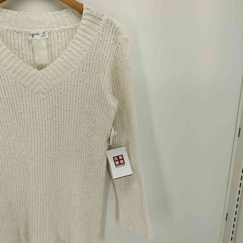 アニエスベー agnes b. 80-90S フランス製 ノットヤーン Vネック コットン ニット レディース JPN:1