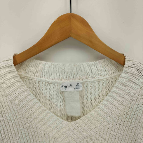 アニエスベー agnes b. 80-90S フランス製 ノットヤーン Vネック コットン ニット レディース JPN:1
