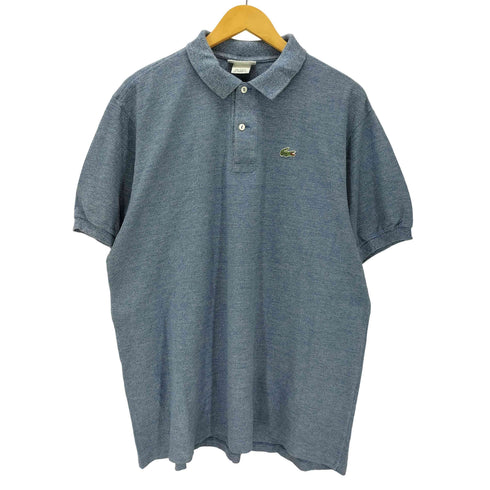 シュミーズラコステ CHEMISE LACOSTE 70~80s MADE IN FRANCE フランス製 霜降り 鹿の子 ロゴ 刺繍 半袖 ポロシャツ メンズ import:L