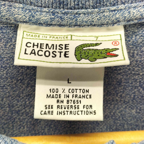 シュミーズラコステ CHEMISE LACOSTE 70~80s MADE IN FRANCE フランス製 霜降り 鹿の子 ロゴ 刺繍 半袖 ポロシャツ メンズ import:L