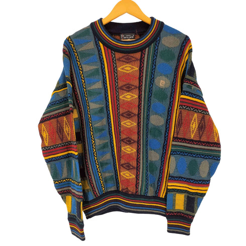 ピエールカルダン pierre cardin 幾何学模様 マルチカラーニット メンズ M